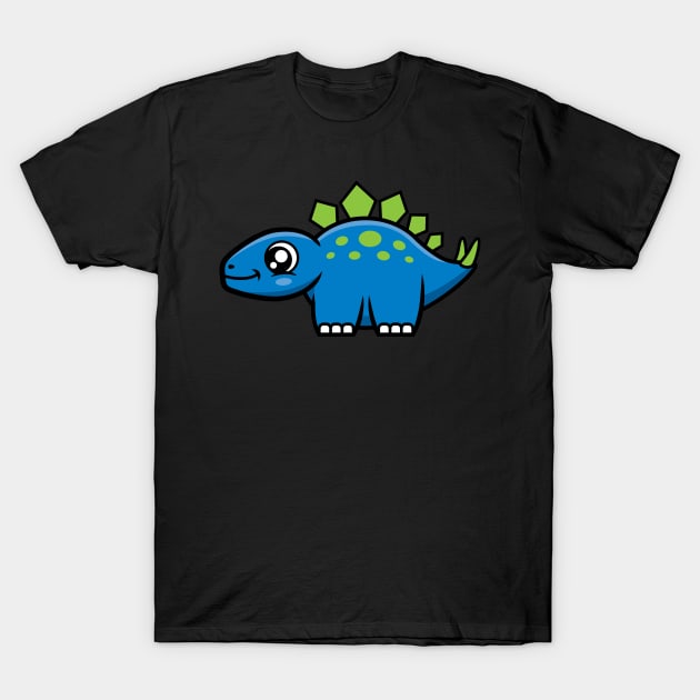 Stegosaurus Dinosaur (Blue and Green) T-Shirt by danchampagne